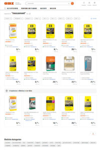 Auf der Obi-Suchergebnisseite wird u. a. angezeigt, ob es weitere passende Produkte in der Umgebung zum ausgewählten Markt gibt