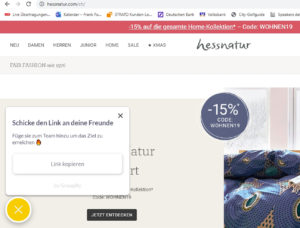 Konsumenten können den auf der Landing Page angezeigten Link an ihre Freunde senden, um sie zum gemeinsamen Einkauf einzuladen.