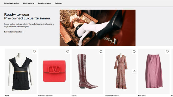 Die neue Vestiaire Collective Landingpage auf Zalando 