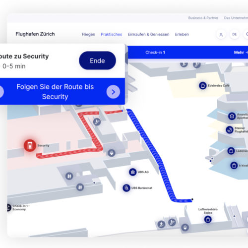 Fluggästen aus dem Schengen-Raum, die nicht die Personenkontrolle passieren müssen, wird ein alternativer Weg angezeigt. 