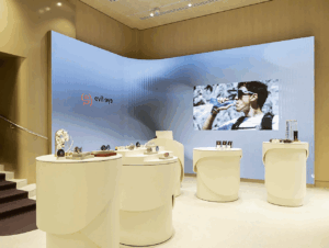 Großformatige LED-Wand im Brillenfachgeschäft House of Silhouette in Wien