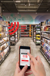 Smart Shelves: Mit Beacons ausgestattete Regale kommunizieren mit dem Smartphone des Kunden 