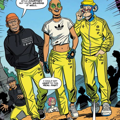 Auszug aus dem Adidas Originals „Punks“-Comic mit kultigen NFT-Charakteren, das es als digitale und Print-Version gibt.