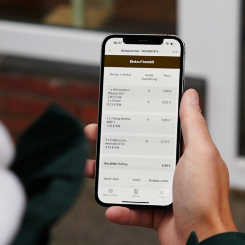 Der Kassenbon kann
per App oder Website abgerufen werden