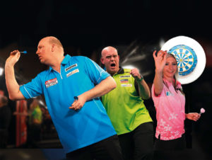 Die Dart-Champions Vincent van der Voort, Michael van Gerwen und Fallon Sherrock werden von Usedsoft unterstützt.