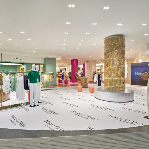 Bis Ende Mai ist der Marc O’Polo-Pop-up-Store Teil der Nachhaltigkeitskampagne „Urban Nature“ von Galeries Lafayette. 