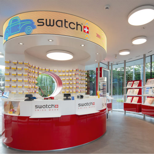 Swatch Store als runder Standalone-Pavillon 