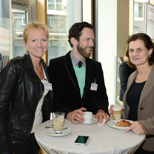 Julia Schulz-Ruthenberg, Marcelo Concilio (Ernsting’s Family) in der kommunikativen Pause mit Ulrike Witt (EHI)