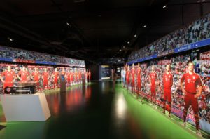 Nominierte FC Bayern Erlebniswelt: Hier kann man als Gast die Seiten wechseln, seinen Stars in Originalgröße gegenüberstehen und in einer nachgestellten Arena Stadionatmosphäre spüren.