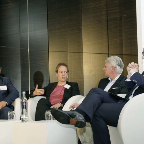 Wieviel Marke braucht der Konsument? Dirk von der Ahé (Sonae Sierra), Nina Oswald (Interbrand), Oliver Bernhardi (Görtz), Johan Bergenthal (Klepierre/Corio)