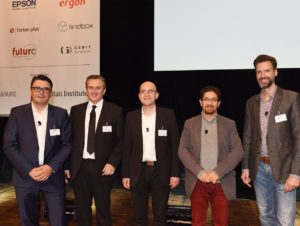 Innovationsblock-Referenten (v.l.n.r.): Michael Unmüßig (Findbox GmbH), Werner Jankers (Metro Cash & Carry Deutschland GmbH), Dr. Andreas Bley (Metra Labs GmbH), Pouya Azimi (Mobi Lab Solutions GmbH) und Jann Eicker (Grey Düsseldorf).