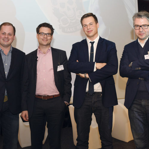 Den digitalen Umbau im Marketing diskutieren: Ralf Mager (Lodenfrey), Richard Alan Herz (Zooplus), Steffen Stäuber (LHBS), Matthias Schrader (SinnerSchrader)