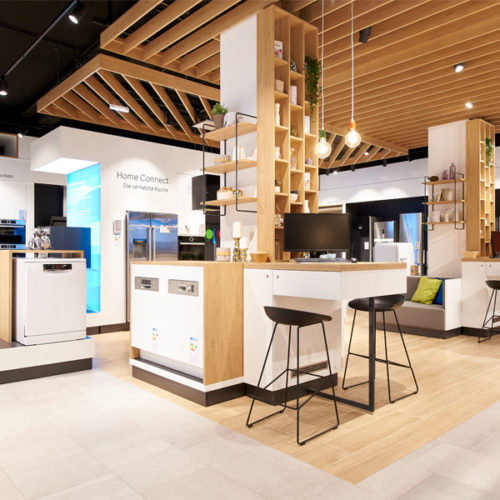 Mittels Materialmix wurde dieses Gefühl von Wärme und Geborgenheit im Store erzeugt. (Foto: Bosch)