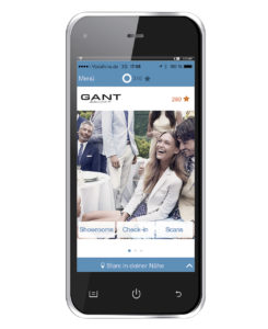 Shopstar hat Gant-Stores mit Beacons ausgerüstet, hier die zentrale Darstellung der Marke in der App (Foto: Shopstar)