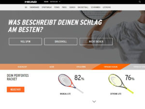 Beratung durch künstliche Intelligenz auf der Homepage des Sportartikel-Händlers Head (Quelle: Screenshot der Website)